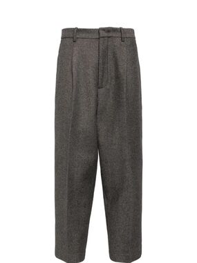 Helmut Lang Gray Wool Pleated Men's Trousers